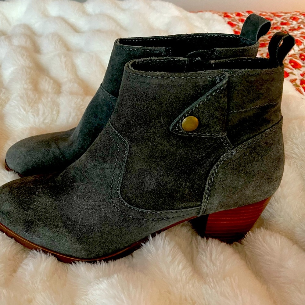 Comfortable suede booties.